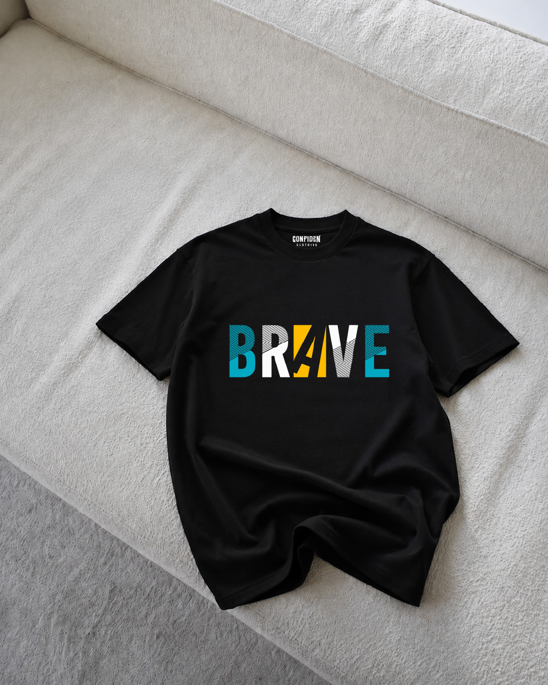 Brave Black T-Shirt-Front Print
