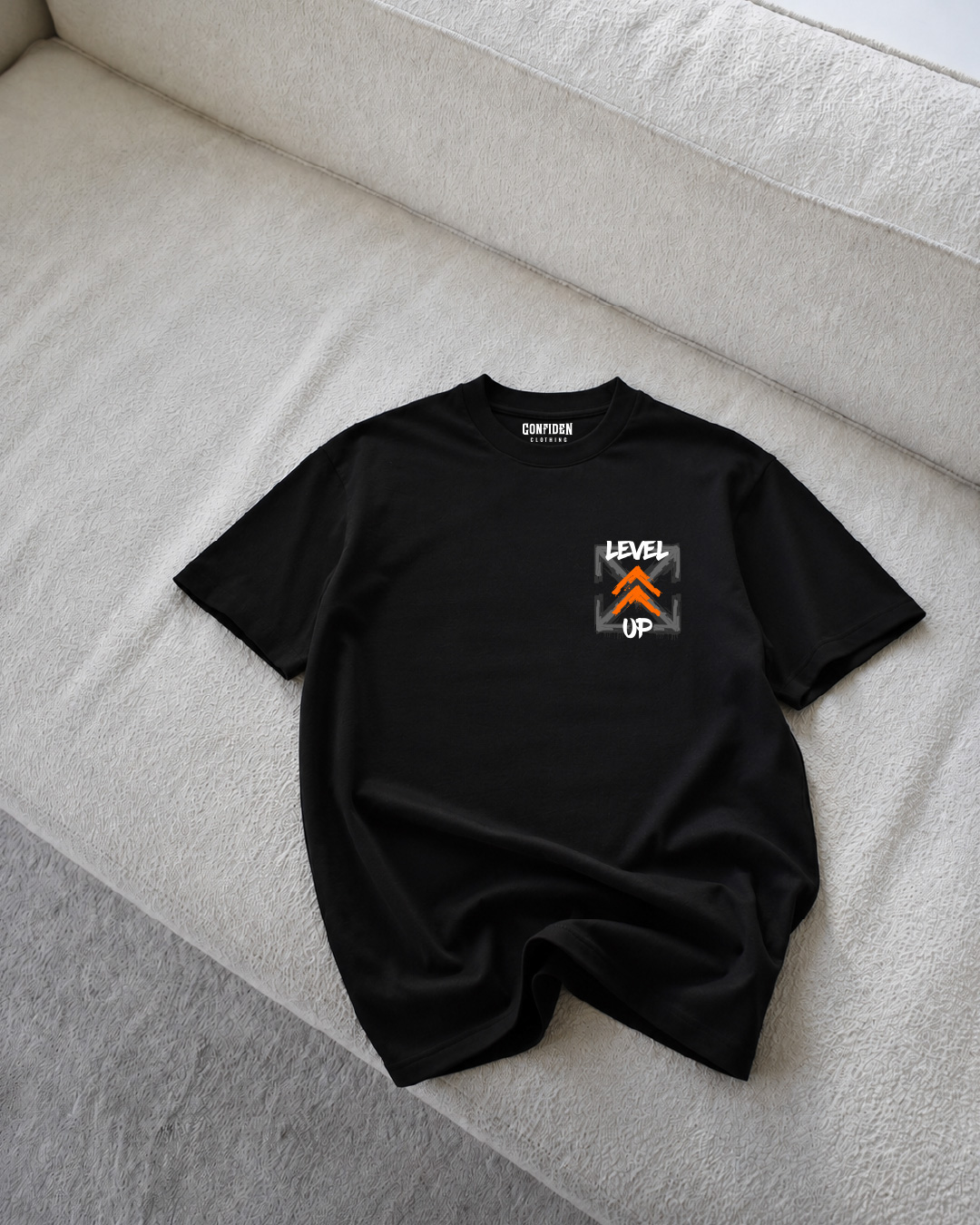 Level Up Black T-Shirt - Front Pocket Print