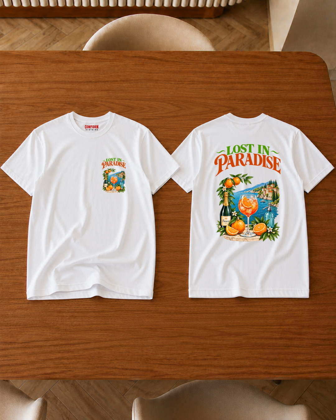 Lost in Paradise - Front & Back Print - White T Shirt